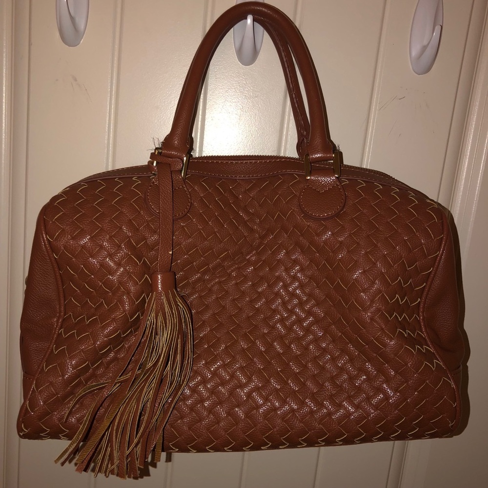 Brown Woven Arm Bag